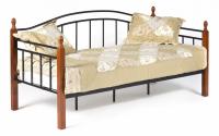 Кровать LANDLER Wood slat base дерево гевея/металл, 90*200 см (Day bed), красный дуб/черный. Фото №1
