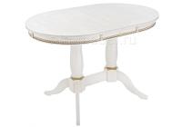 Стол деревянный Кантри 120 молочный с золотой патиной. Фото №1