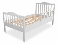 Кровать Лилу Птички НМ 041.06 М + НМ 041.06-01 Ограждение, Белый/Голубой (эмаль), Фанера, п/м