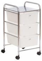 Столик c 3 ящиками для хранения  NY-3296-3 металл/пластик, 33*39*65 см, хром/белый фото Столик c 3 ящиками для хранения  NY-3296-3 металл/пластик, 33*39*65 см, хром/белый. Фото №1