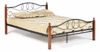Кровать AT-822 Wood slat base дерево гевея/металл, 160*200 см (Queen bed), красный дуб/черный. Фото №1