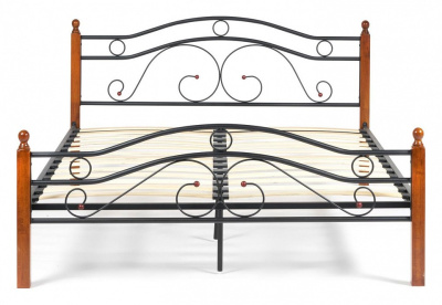 Кровать AT-803 Wood slat base дерево гевея/металл, 160*200 см (Queen bed), красный дуб/черный фото Кровать AT-803 Wood slat base дерево гевея/металл, 160*200 см (Queen bed), красный дуб/черный. Фото №2
