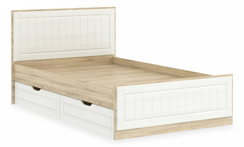 Кровать Оливия НМ 040.34-02 (1200) + Ящик НМ 040.39-02, Белое дерево, Дуб Сонома. Фото №1