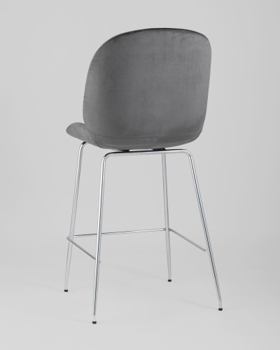 Стул полубарный Beetle со спинкой серый хромированные ножки. Фото №7