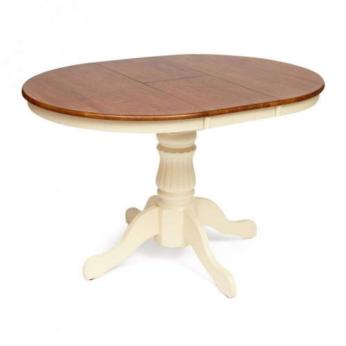 Стол NAVARRESE (mod. E-R36R+12AV NMO-2B) дерево гевея/мдф, D90+30x76см, rustic oak+cream (дуб+кремовый). Фото №2