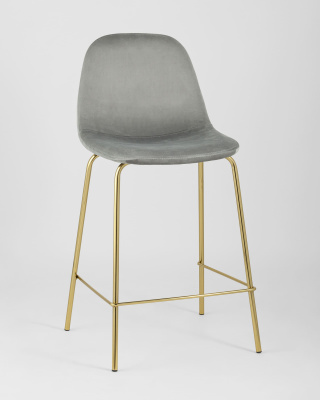 Стул полубарный Валенсия велюр серый золотые ножки фото Стул полубарный Валенсия велюр серый золотые ножки. Фото №3