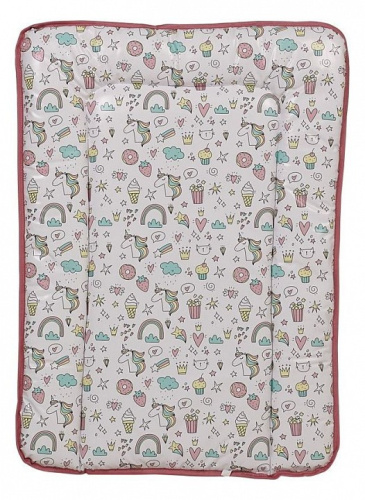 Матрас пеленальный Polini kids Единорог Сладости, розовый фото Матрас пеленальный Polini kids Единорог Сладости, розовый. Фото №1
