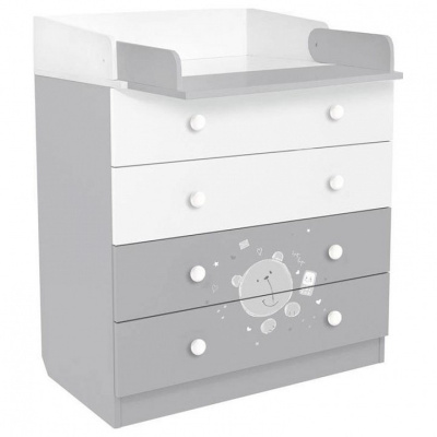 Комод Polini kids French 1580, Teddy, белый-серый. Фото