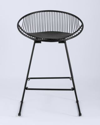 Стул полубарный UFO черный с черной подушкой. Фото