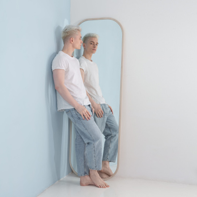 Зеркало Сканди Жемчужно-белый. Фото