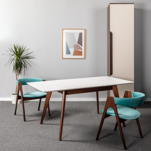 Стол Лунд раскладной 120-160 ОРЕХ-Белый. Фото №9