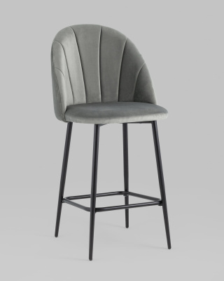 Стул полубарный Логан велюр серый. Фото №3