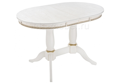 Стол деревянный Кантри 120 молочный с золотой патиной. Фото №1
