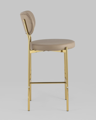 Стул полубарный Барбара экокожа бежевая золотые ножки. Фото