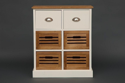 Комод с 6 ящиками Secret De Maison BOLLARD ( mod. HX13-416 ) paulownia, мдф, 70x32x60см, butter white/brown (слоновая кость/коричневый). Фото №2