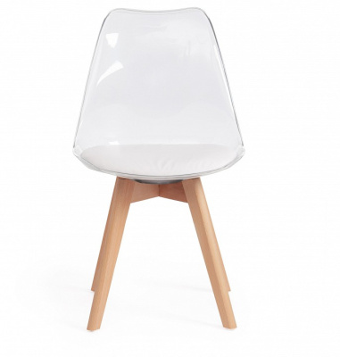 Стул Secret De Maison TULIP  (mod. 73) / 1 шт. в упаковке дерево/пластик/ПУ, 53 х 49 х 83 см , прозрачный/Transparent, подушка белая/Cushion. Фото №2